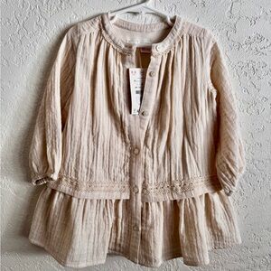 NWT Zara Beige Button-Up Baby Dress